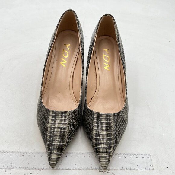 YDN Grey Snake Print High Heel Pumps Pointed Toe Dress Shoes for Office Lady - Picture 3 of 8